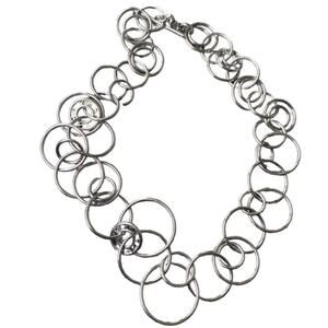 DKNY Silver Tone Circle Loop Toggle Necklace